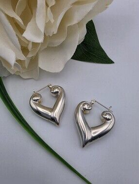 Sterling Silver .925 Heart Hoop Earrings